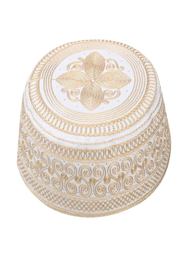 Holiberty Muslim Prayer Kufi Hat for Men Boys Islamic Beanie Skull Cap Prayer Headwear Embroidery Kofia Topi Sun Hat Ramadan Eid Gift Yellow - Image 1